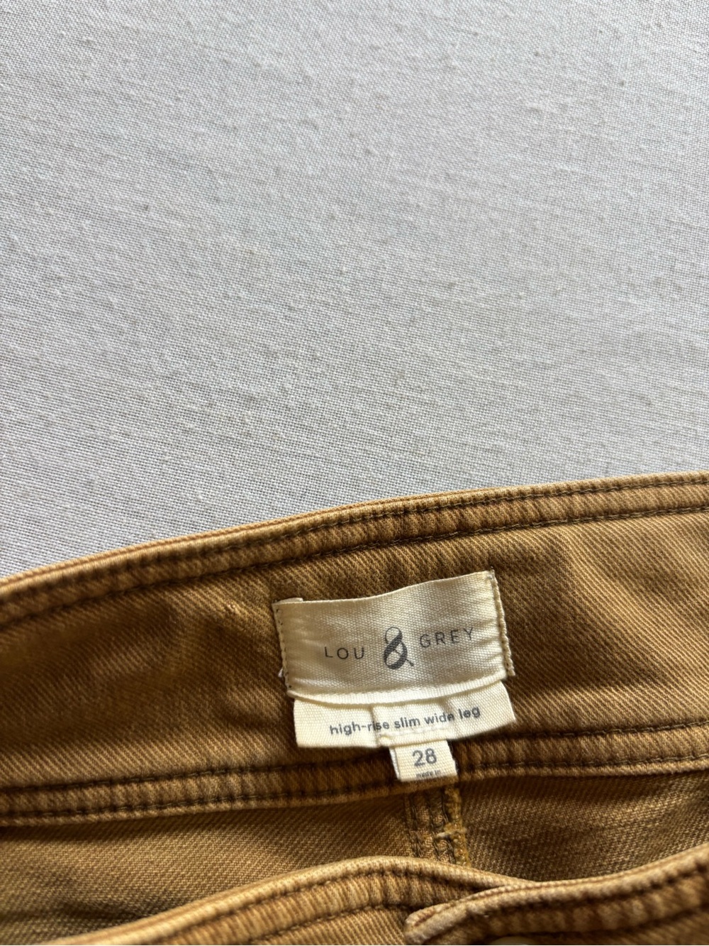 Lou & Grey High Rise Slim Wide Leg Pants Mustard Stretch Casual Size 28 - Picture 3 of 10